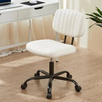Small Office Computer Desk Chair, Comfy Cute Armlees PU Leather Vanity Rolling Swuvel Task Chair No Arm for Adult, Student