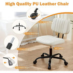 Small Office Computer Desk Chair, Comfy Cute Armlees PU Leather Vanity Rolling Swuvel Task Chair No Arm for Adult, Student