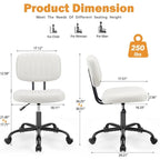 Small Office Computer Desk Chair, Comfy Cute Armlees PU Leather Vanity Rolling Swuvel Task Chair No Arm for Adult, Student
