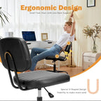 Small Office Computer Desk Chair, Comfy Cute Armlees PU Leather Vanity Rolling Swuvel Task Chair No Arm for Adult, Student