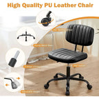 Small Office Computer Desk Chair, Comfy Cute Armlees PU Leather Vanity Rolling Swuvel Task Chair No Arm for Adult, Student
