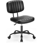Small Office Computer Desk Chair, Comfy Cute Armlees PU Leather Vanity Rolling Swuvel Task Chair No Arm for Adult, Student