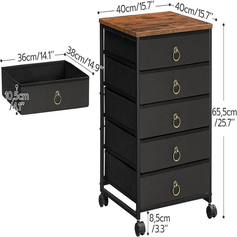 5-Drawer Chest File Cabinet - 15.7 D x 15.7 W x 25.7 H
