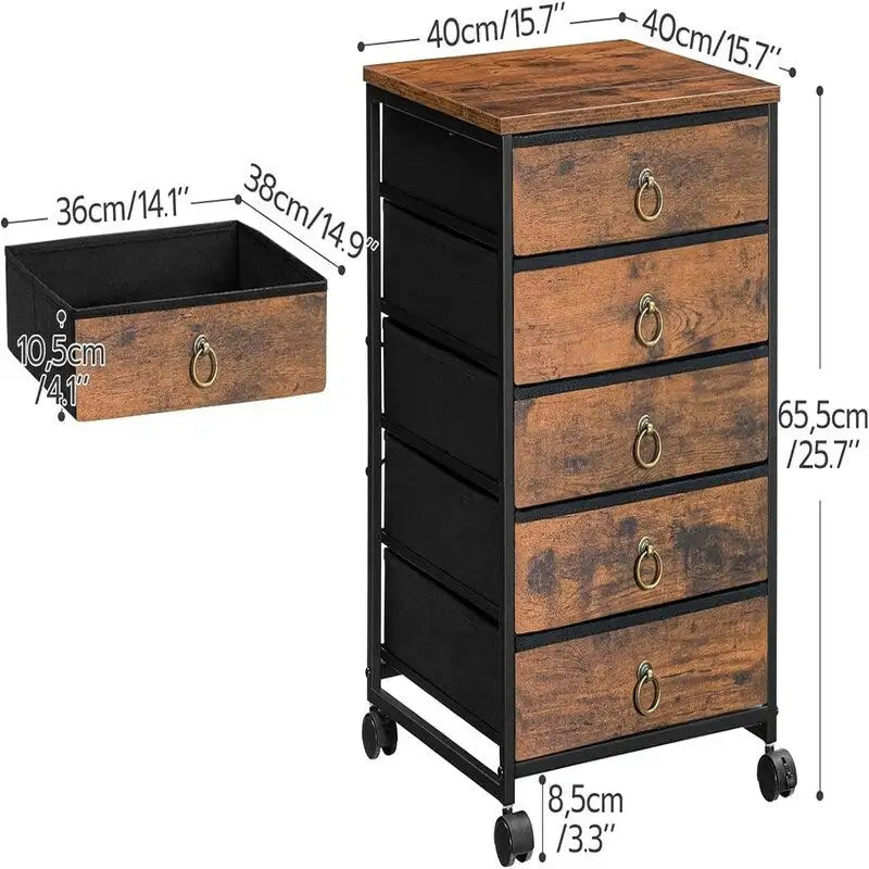 5-Drawer Chest File Cabinet - 15.7 D x 15.7 W x 25.7 H