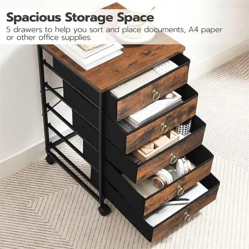 5-Drawer Chest File Cabinet - 15.7 D x 15.7 W x 25.7 H