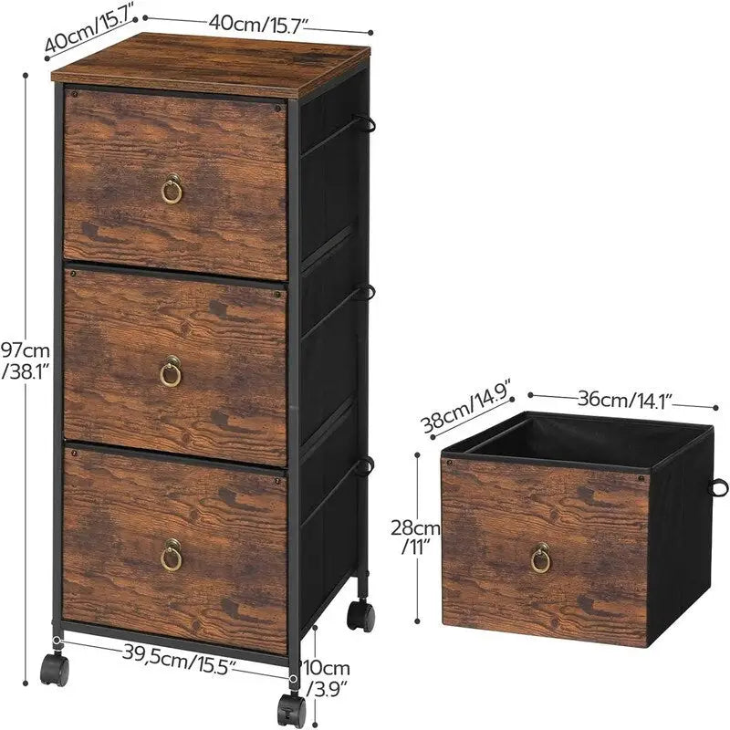 3-Drawer File Cabinet - 15.7 D x 15.7 W x 38.1 H
