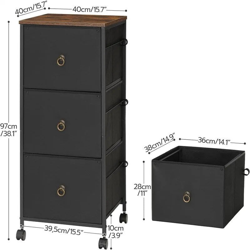 3-Drawer File Cabinet - 15.7 D x 15.7 W x 38.1 H
