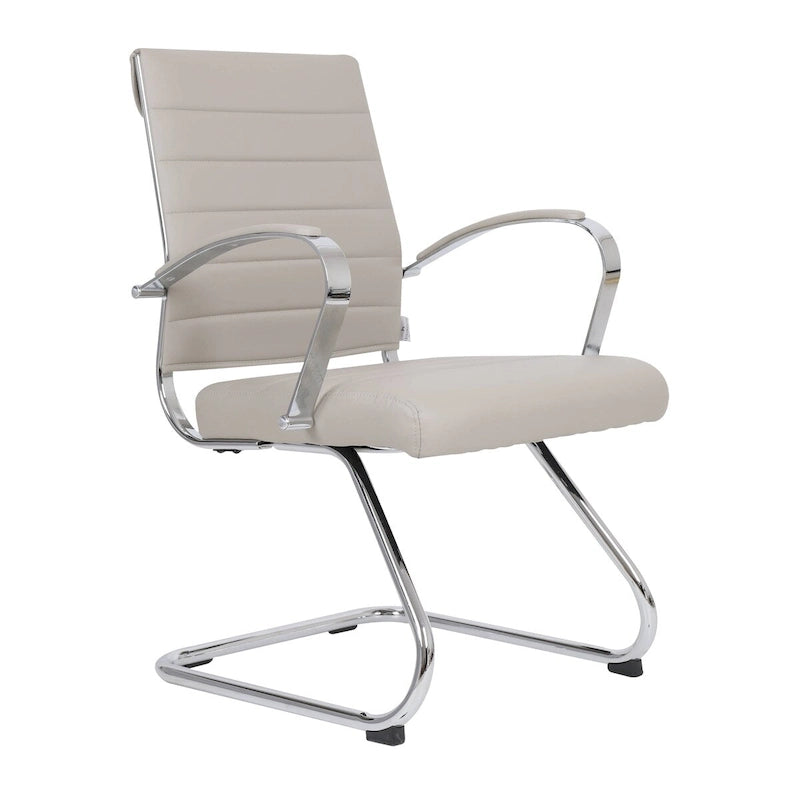 Leather Office Chair with Stainless Steel Sled Base Benmar Series by LeisureMod