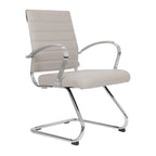Leather Office Chair with Stainless Steel Sled Base Benmar Series by LeisureMod