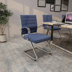 Leather Office Chair with Stainless Steel Sled Base Benmar Series by LeisureMod