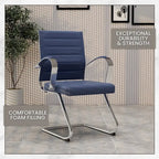 Leather Office Chair with Stainless Steel Sled Base Benmar Series by LeisureMod