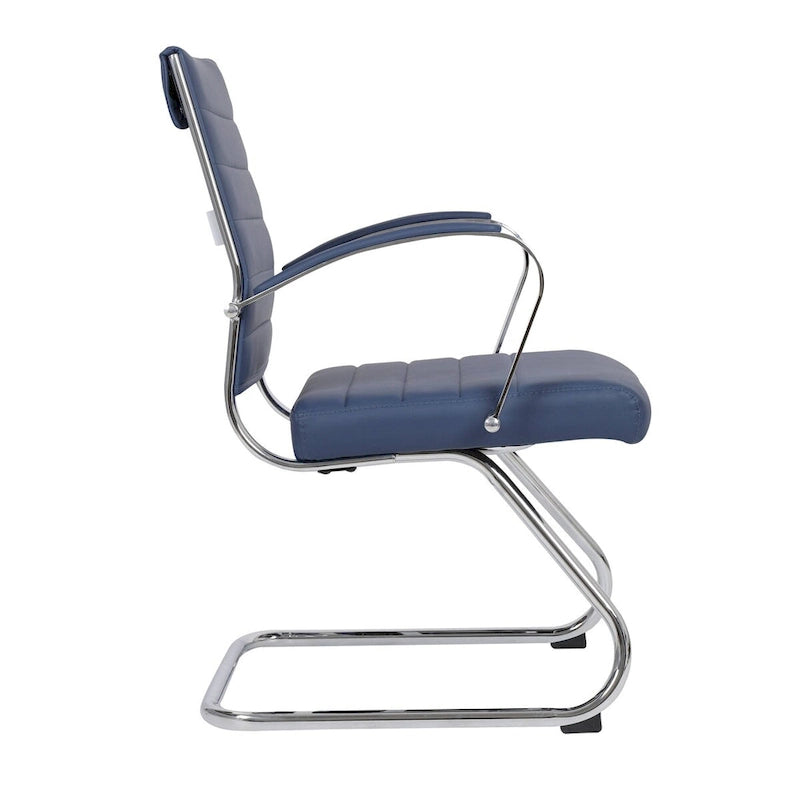 Leather Office Chair with Stainless Steel Sled Base Benmar Series by LeisureMod
