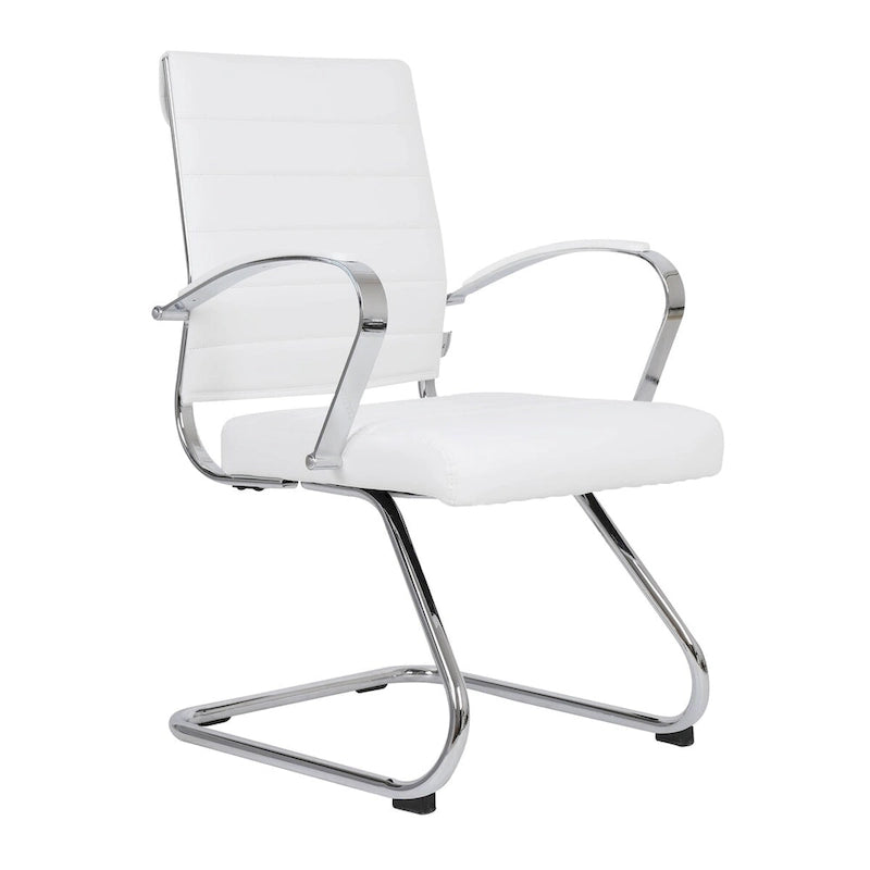 Leather Office Chair with Stainless Steel Sled Base Benmar Series by LeisureMod