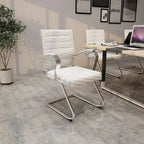 Leather Office Chair with Stainless Steel Sled Base Benmar Series by LeisureMod