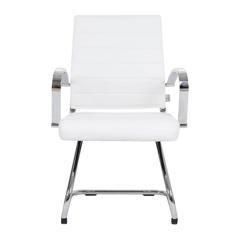 Leather Office Chair with Stainless Steel Sled Base Benmar Series by LeisureMod