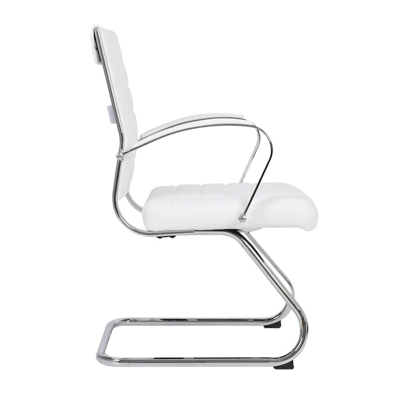 Leather Office Chair with Stainless Steel Sled Base Benmar Series by LeisureMod