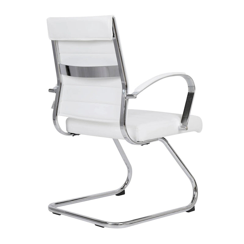 Leather Office Chair with Stainless Steel Sled Base Benmar Series by LeisureMod