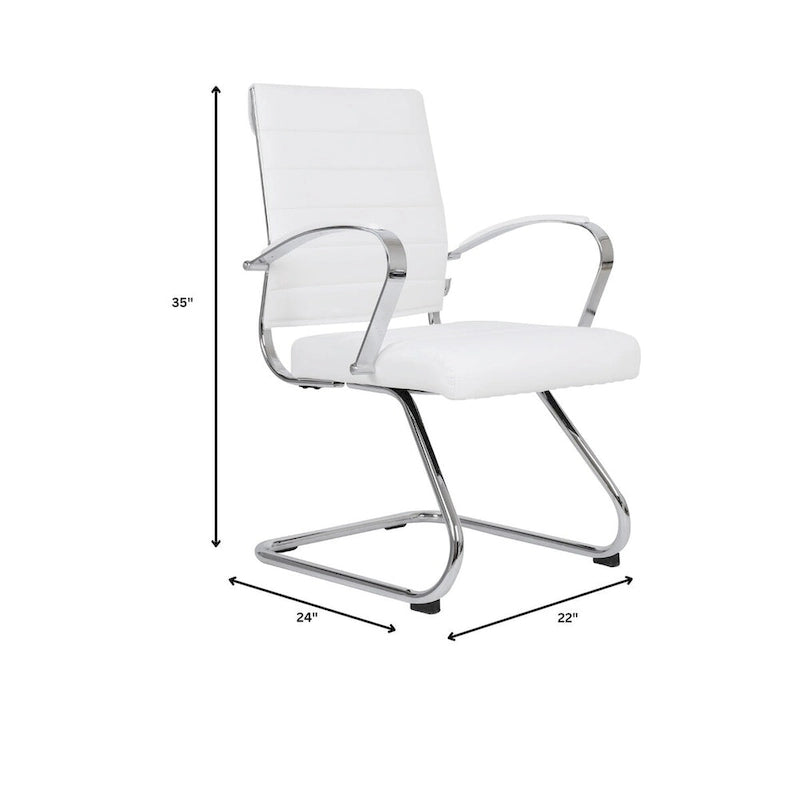 Leather Office Chair with Stainless Steel Sled Base Benmar Series by LeisureMod
