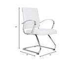 Leather Office Chair with Stainless Steel Sled Base Benmar Series by LeisureMod
