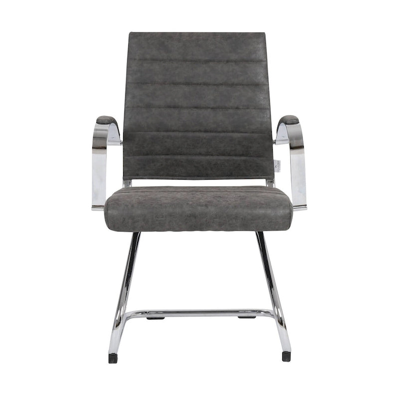 Leather Office Chair with Stainless Steel Sled Base Benmar Series by LeisureMod