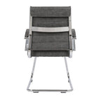 Leather Office Chair with Stainless Steel Sled Base Benmar Series by LeisureMod