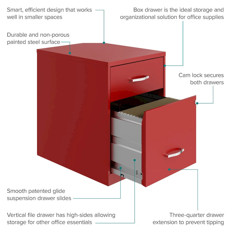 Space Solutions 18  Deep 2 Drawer Letter Width Vertical File Cabinet with Accessory Drawer