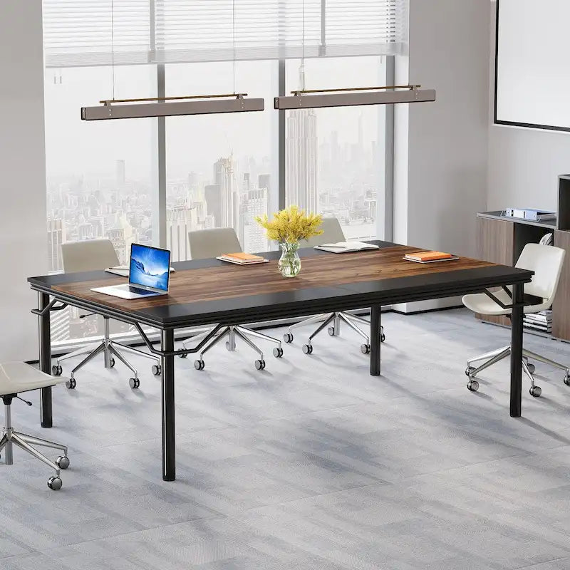 Conference Table with Heavy-Duty Steel Frame for 6-8 People - 78.74  L x 39.37  W x 29.92  H