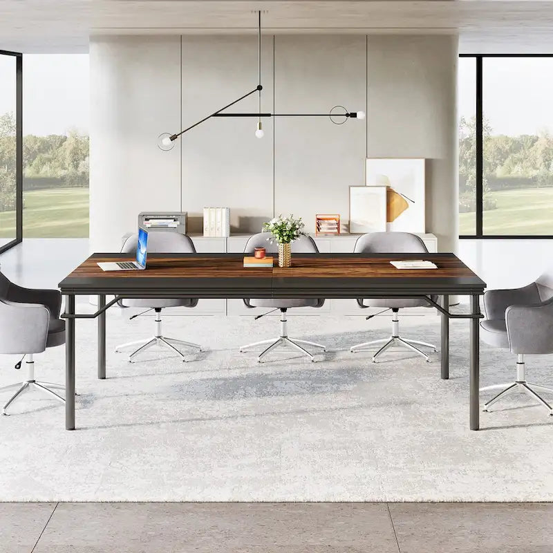 Conference Table with Heavy-Duty Steel Frame for 6-8 People - 78.74  L x 39.37  W x 29.92  H