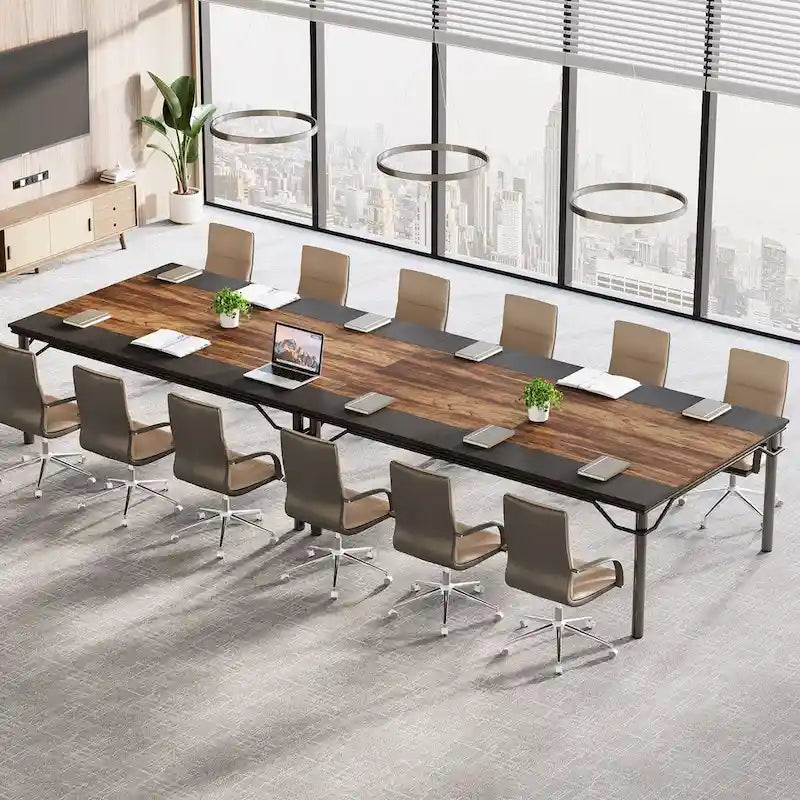 Conference Table with Heavy-Duty Steel Frame for 6-8 People - 78.74  L x 39.37  W x 29.92  H