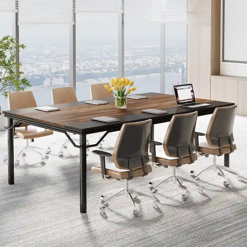 Conference Table with Heavy-Duty Steel Frame for 6-8 People - 78.74  L x 39.37  W x 29.92  H