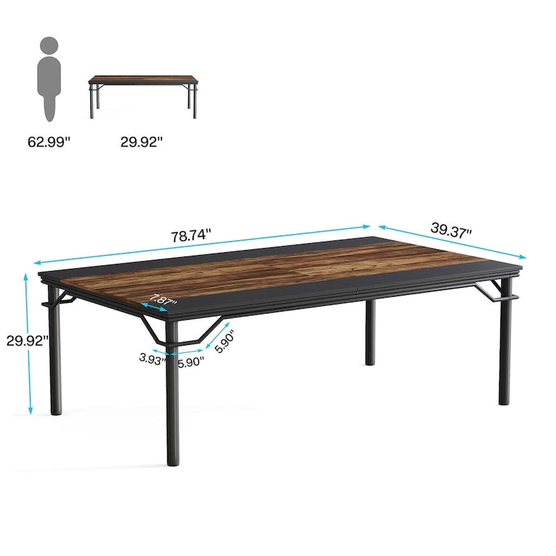 Conference Table with Heavy-Duty Steel Frame for 6-8 People - 78.74  L x 39.37  W x 29.92  H