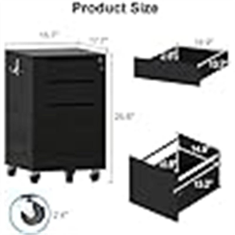 High Glossy File Cabinet - 17.72 D x 15.75 W x 25.59 H