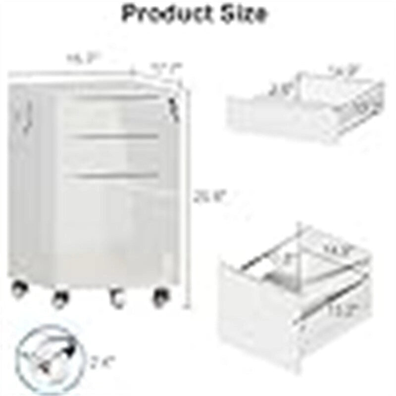 High Glossy File Cabinet - 17.72 D x 15.75 W x 25.59 H