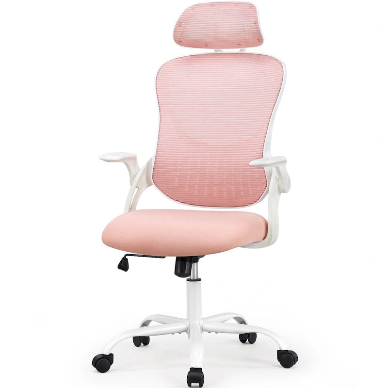 Office chair, comfortable swivel chair with high back, wheels, adjustable headrest