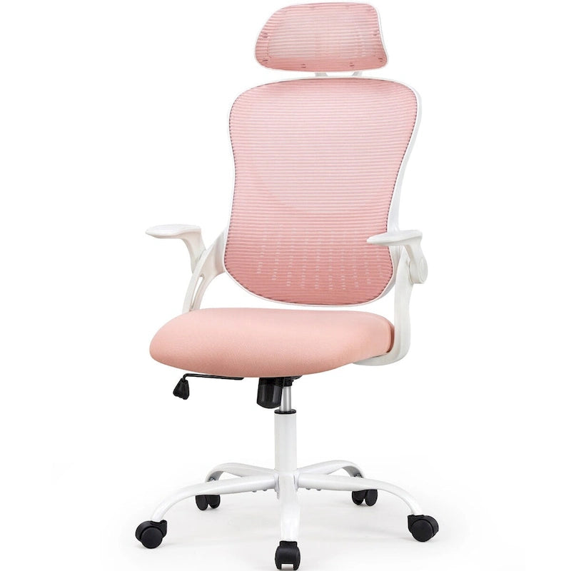 Office chair, comfortable swivel chair with high back, wheels, adjustable headrest