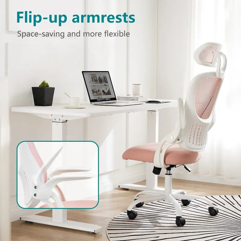 Office chair, comfortable swivel chair with high back, wheels, adjustable headrest