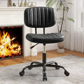 Comfy PU Leather Upholstered Office Chair, Home Desk Chair with Arms & Adjustable Swivel