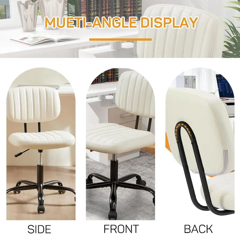 Comfy PU Leather Upholstered Office Chair, Home Desk Chair with Arms & Adjustable Swivel