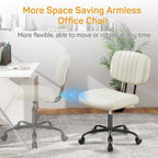 Comfy PU Leather Upholstered Office Chair, Home Desk Chair with Arms & Adjustable Swivel