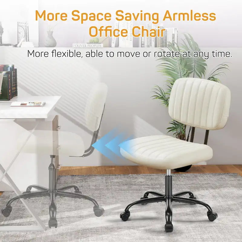 Comfy PU Leather Upholstered Office Chair, Home Desk Chair with Arms & Adjustable Swivel