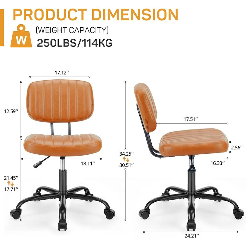Comfy PU Leather Upholstered Office Chair, Home Desk Chair with Arms & Adjustable Swivel