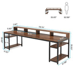 78.7 Inch Extral Long Two Person Desk, Double Computer Desk for Home Office