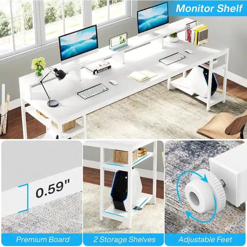 78.7 Inch Extral Long Two Person Desk, Double Computer Desk for Home Office