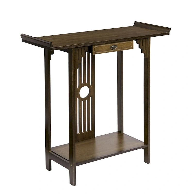 Classic Console Table with Drawer Bottom Shelf for Entryway Foyer