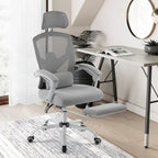 Home Office Desk Chair with Footrest, High-Back Mesh Reclining Chairs with Headrest for Home, Office, Gaming, Student