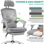 Home Office Desk Chair with Footrest, High-Back Mesh Reclining Chairs with Headrest for Home, Office, Gaming, Student