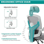 Home Office Desk Chair with Footrest, High-Back Mesh Reclining Chairs with Headrest for Home, Office, Gaming, Student