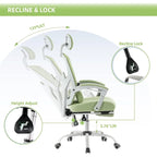 Home Office Desk Chair with Footrest, High-Back Mesh Reclining Chairs with Headrest for Home, Office, Gaming, Student