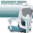 Home Office Desk Chair with Footrest, High-Back Mesh Reclining Chairs with Headrest for Home, Office, Gaming, Student