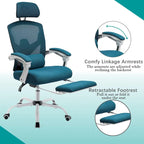 Home Office Desk Chair with Footrest, High-Back Mesh Reclining Chairs with Headrest for Home, Office, Gaming, Student